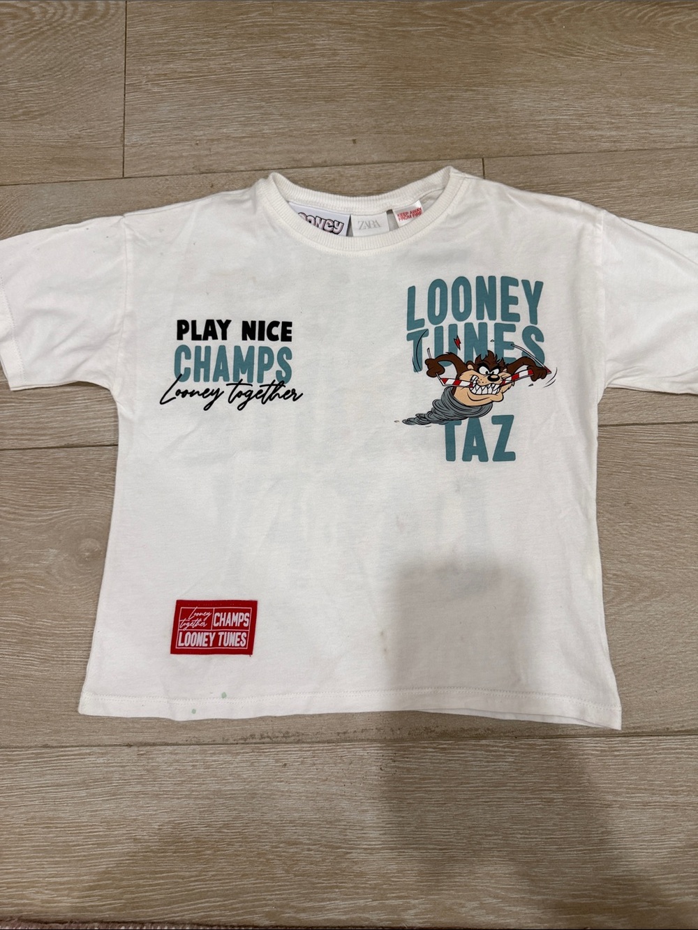 Zara Looney Tunes Taz White Kids Graphic Tee